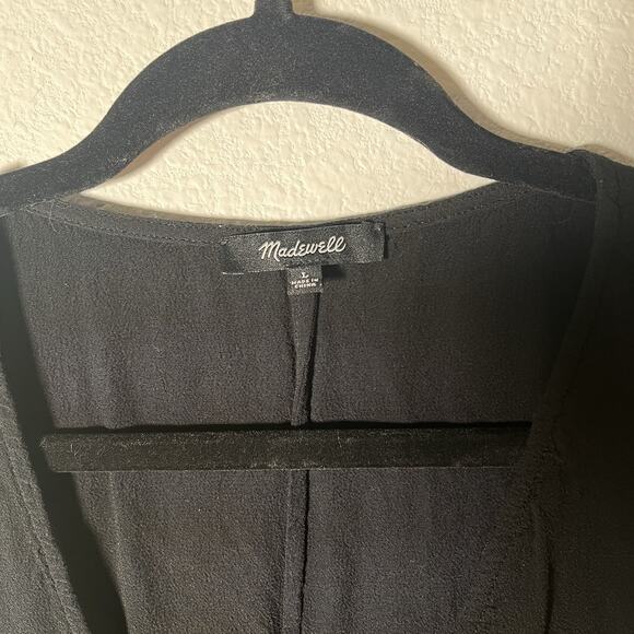 Madewell Black Button Front Tunic Shift Dress Women’s Large Sleeveless V-Neck - Picture 7 of 9